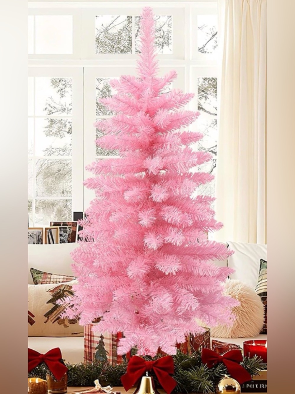 3” Mini Pink Artificial Christmas Tree
